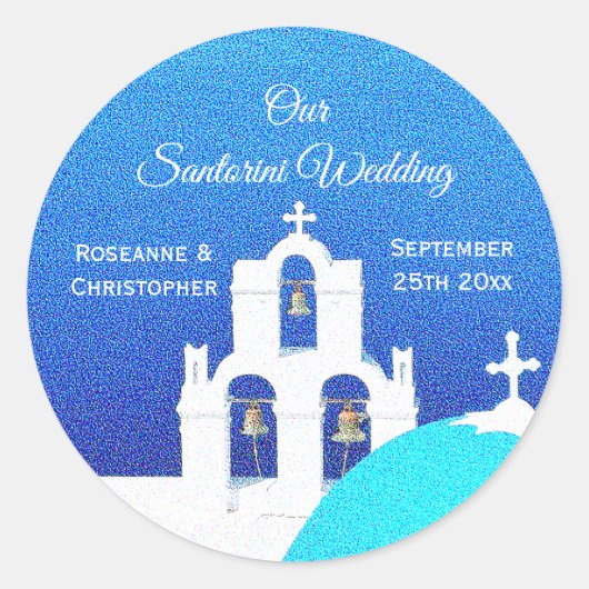Santorini Wedding Runder Aufkleber (Vorderseite)