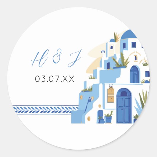 Santorini Wedding Stickers Griechenland Labels (Vorderseite)