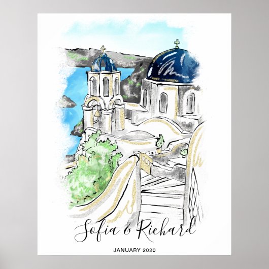 Santorini Wedding, Verlobung, Vorschlag Poster (Vorne)