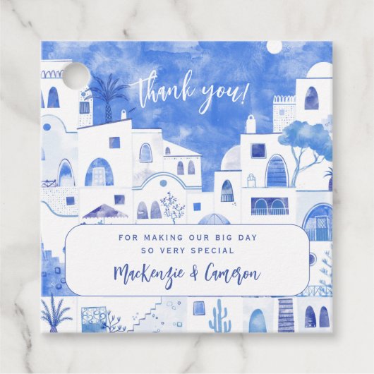 Santorini Wedding Vielen Dank Geschenkanhänger (Vorderseite)