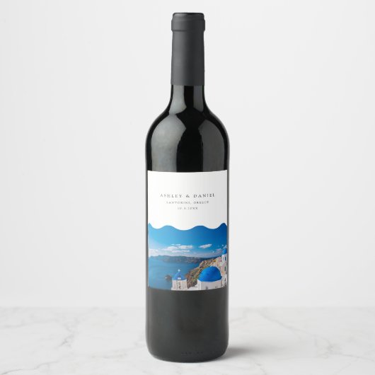 Santorini Wedding Weinetikett (Vorderseite)