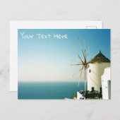 Santorini Windmühle, Griechenland, anpassbare Post Postkarte (Vorne/Hinten)
