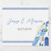 Santorini Wine Labels Drinks Griechenland Hochzeit Schaumweinetikett (Einzelnes Label)