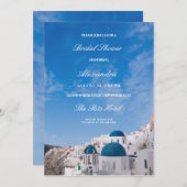 Santorini Zielort Brautparty Einladung (Vorne/Hinten)