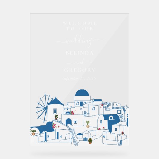 Santorini Zielort Griechische Insel Hochzeit Acrylschild (Vorderseite)