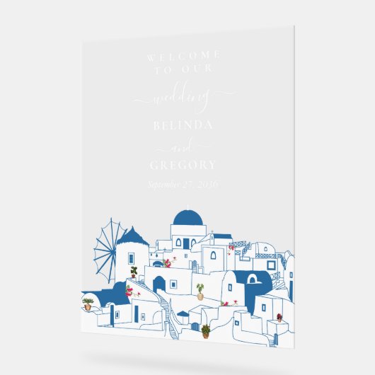 Santorini Zielort Griechische Insel Hochzeit Acrylschild (Winkel)