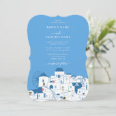 Santorini Zielort Griechische Insel Hochzeit Einladung (Stehend Vorderseite)