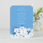Santorini Zielort Griechische Insel Hochzeit Einladung (Stehend Vorderseite)