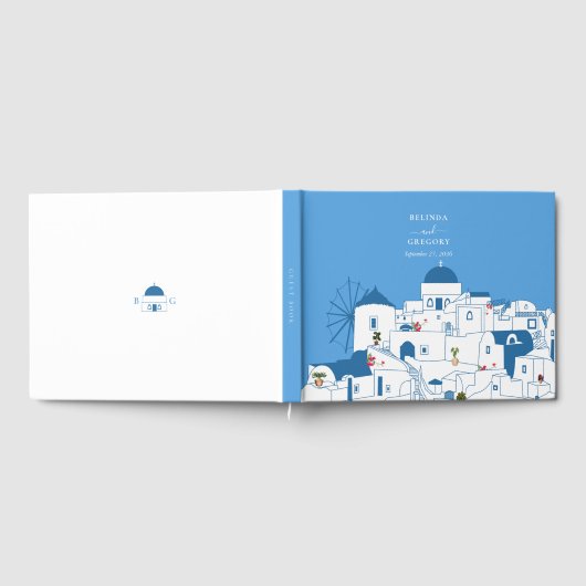 Santorini Zielort Griechische Insel Hochzeit Gästebuch (Voll)