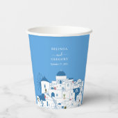 Santorini Zielort Griechische Insel Hochzeit Pappbecher (Rückseite)