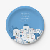 Santorini Zielort Griechische Insel Hochzeit Pappteller (Vorderseite)