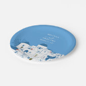 Santorini Zielort Griechische Insel Hochzeit Pappteller (Schrägansicht)