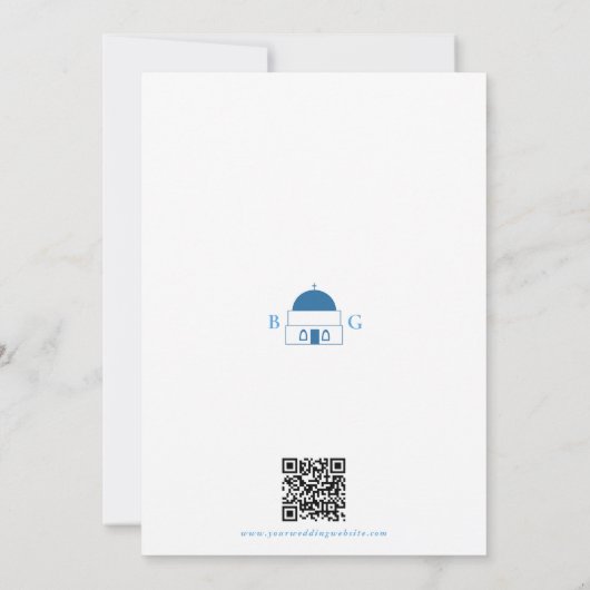 Santorini Zielort Griechische Insel Hochzeit Save The Date (Rückseite)