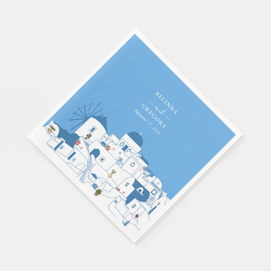 Santorini Zielort Griechische Insel Hochzeit Serviette (Ecke)