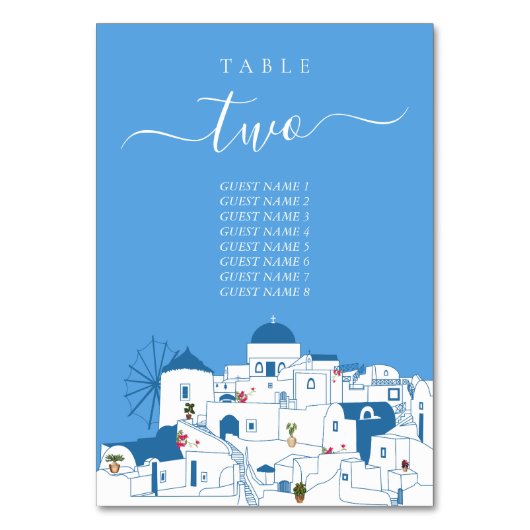 Santorini Zielort Griechische Insel Hochzeit Tischnummer (Rückseite)