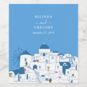 Santorini Zielort Griechische Insel Hochzeit Weinetikett (Einzelnes Label)