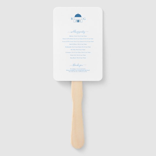 Santorini Zielort Griechische Insel Hochzeitsprogr Fächer (Rückseite)