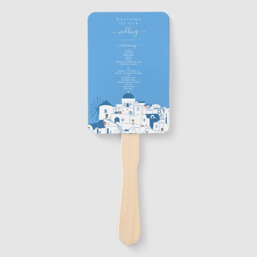 Santorini Zielort Griechische Insel Hochzeitsprogr Fächer (Vorderseite)