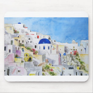 Santoroni Griechenland Aquarellmalerei Mousepad