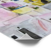 Santoroni Griechenland Aquarellmalerei Poster (Ecke)