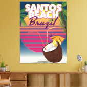 Santos Beachbrazil Vintage Reiseplakat Leinwanddruck (Insitu (Wohnzimmer))