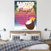 Santos Beachbrazil Vintage Reiseplakat Leinwanddruck (Insitu (Schlafzimmer))