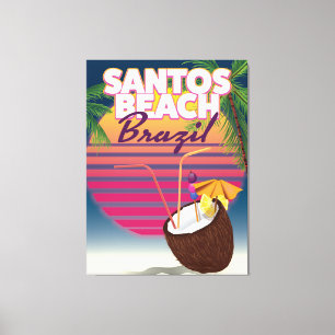 Santos Beachbrazil Vintage Reiseplakat Leinwanddruck