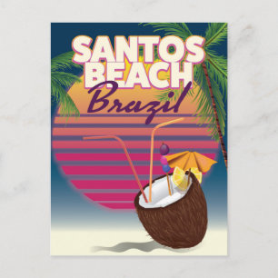 Santos Beachbrazil Vintage Reiseplakat Postkarte