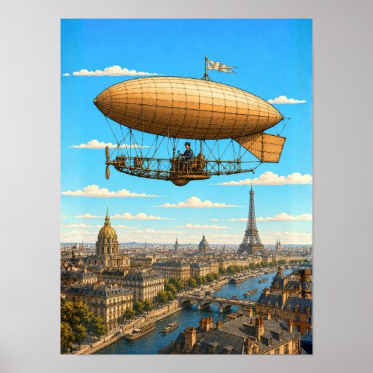 Santos-Dumont-Luftschiff über Paris Poster (Vorne)
