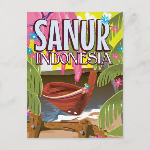 Sanur, Indonesien Reiseplakat. Postkarte