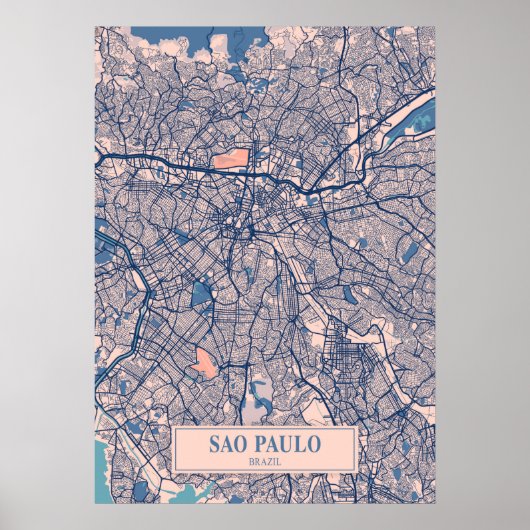 Sao Paulo - Brasilien Breezy City Map Poster (Vorne)