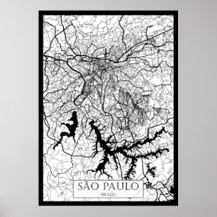 São Paulo Brasilien Karte Poster