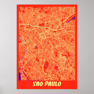 Sao Paulo - Brasilien Retro City Map Poster