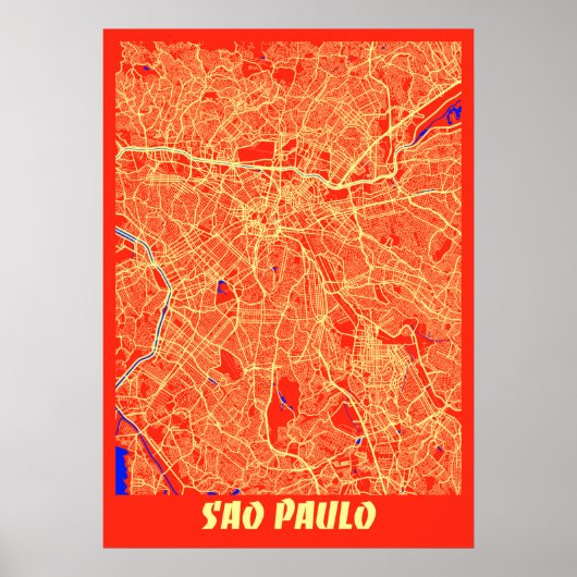 Sao Paulo - Brasilien Retro City Map Poster (Vorne)
