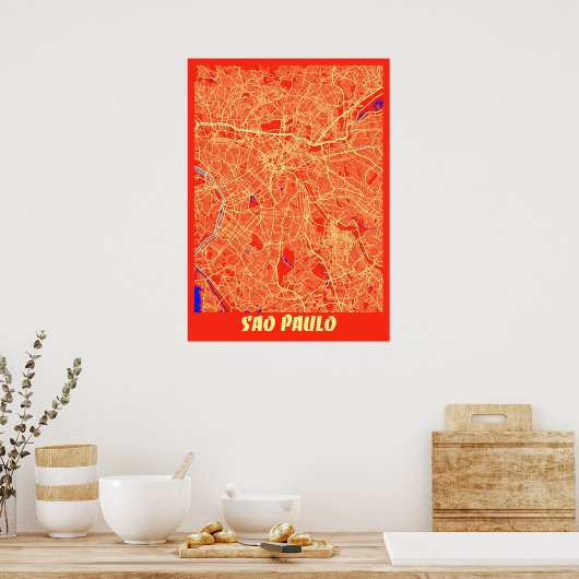 Sao Paulo - Brasilien Retro City Map Poster (Küche)