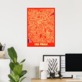 Sao Paulo - Brasilien Retro City Map Poster (Heimbüro)