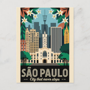 São Paulo Brasilien Retro-Reiseposter-Kunst Postkarte