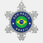 São Paulo Brasilien Schneeflocken Zinn-Ornament (Vorderseite)