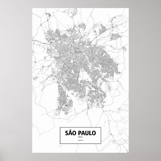 Sao Paulo, Brasilien (schwarz auf weiß) Poster (Vorne)