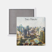 Sao Paulo Brasilien Stadtbild Malerei Magnet (Vorderseite/Rückseite)