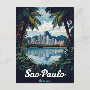 São Paulo Brasilien Tropische Stadt-Skyline Postkarte