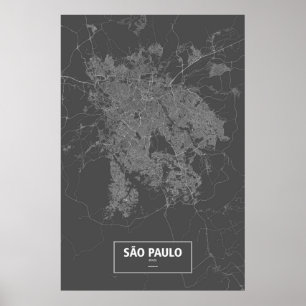 Sao Paulo, Brasilien (weiß auf schwarz) Poster