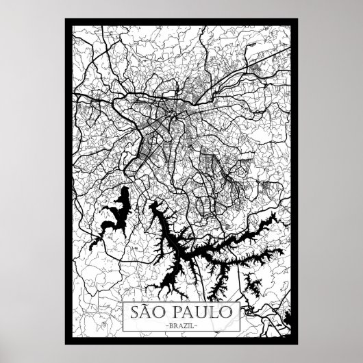 São Paulo Brazil Map Poster (Vorne)