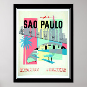 Sao Paulo Brazil Travel Vintage Poster