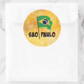 Sao Paulo, Flagge Brasiliens Runder Aufkleber (Tasche)