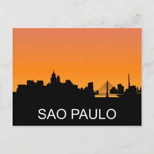 São Paulo Silhouette, Sommer-Sonnenuntergangs-Illu Postkarte