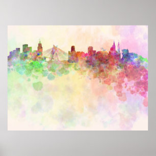 Sao Paulo skyline im Watercolor background Poster