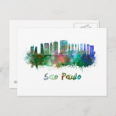 Sao Paulo skyline im Watercolor Postkarte (Vorne/Hinten)