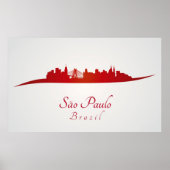 Sao Paulo Skyline in rot Poster (Vorne)