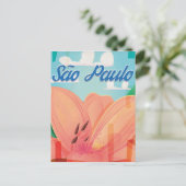 São Paulo Vintage Travel Poster Postkarte (Stehend Vorderseite)